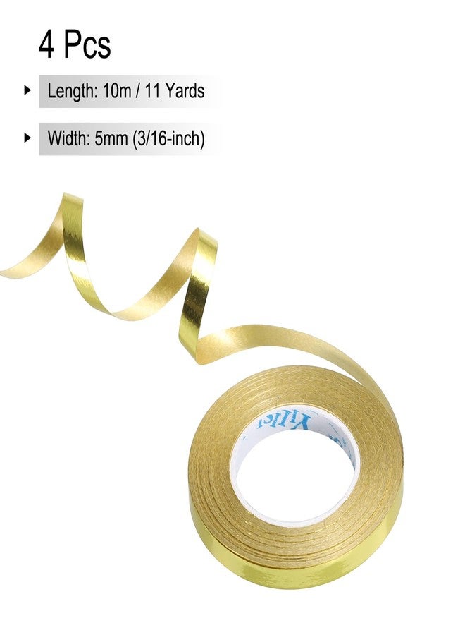 PATIKIL 4pcs Curling Ribbon Crimped Balloon String Shiny Metallic 3/16 inch 11 Yards Iridescent for Party Decoration Gift Wrapping Crafts Gold - Image 2